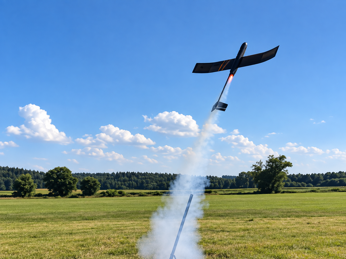 Rocket glider during launch